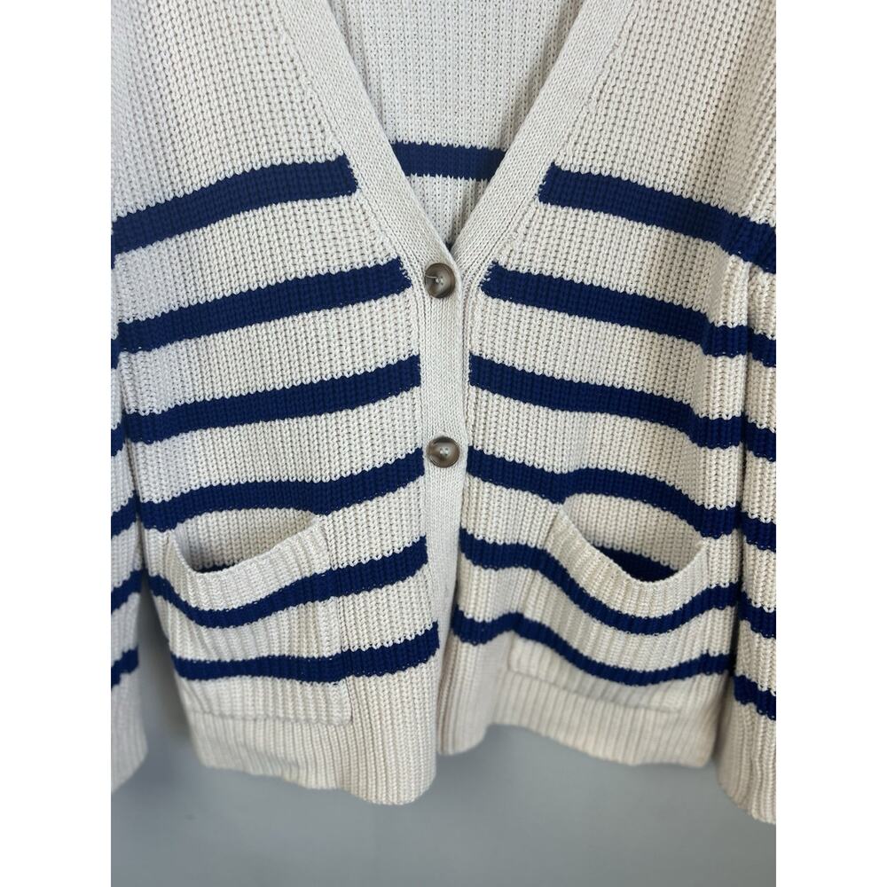 Evereve John + Jenn Women’s Livy Colorblock Cardigan Blue Chunky Knit Academia L - Picture 8 of 12